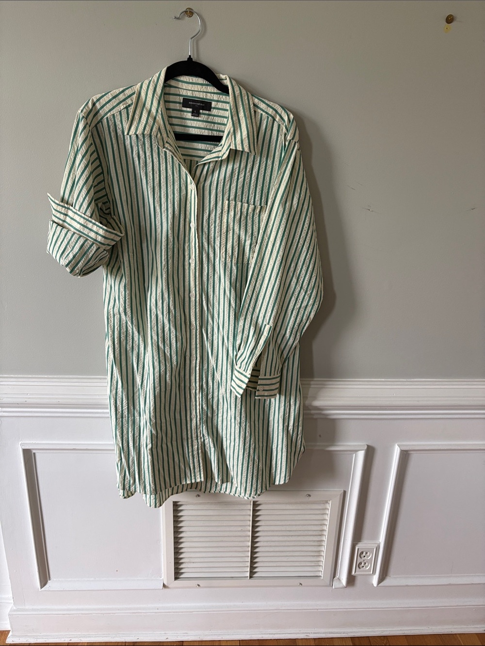 Banana Republic Cream and green Striped dress size large